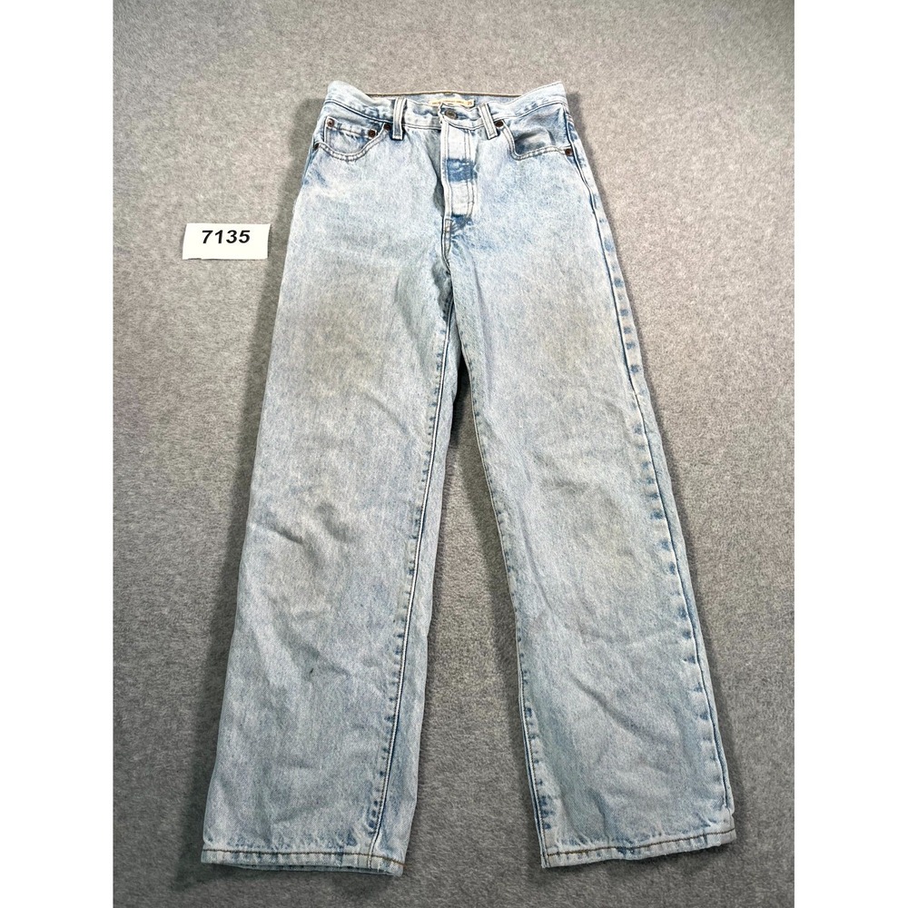 Levi's Ribcage Straight Ankle Jeans Womens 25 Blue Denim Cotton Light Wash - Picture 1 of 16